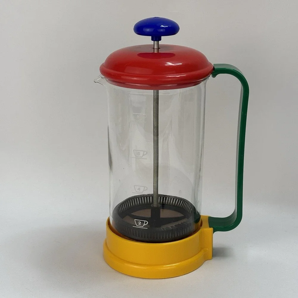 80s French press Cafetiere BMF - Germany Colorful MCM Retro Glass Coffee Cafe